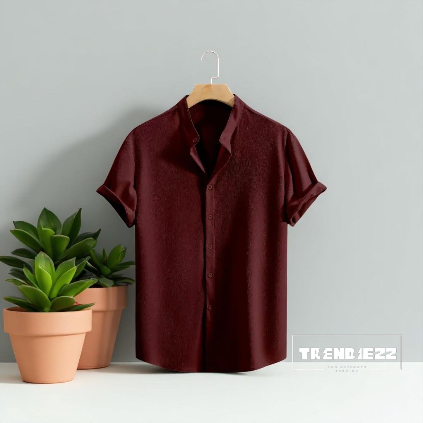 Swich Cotton Half Sleeve Shirt-Men's Marron