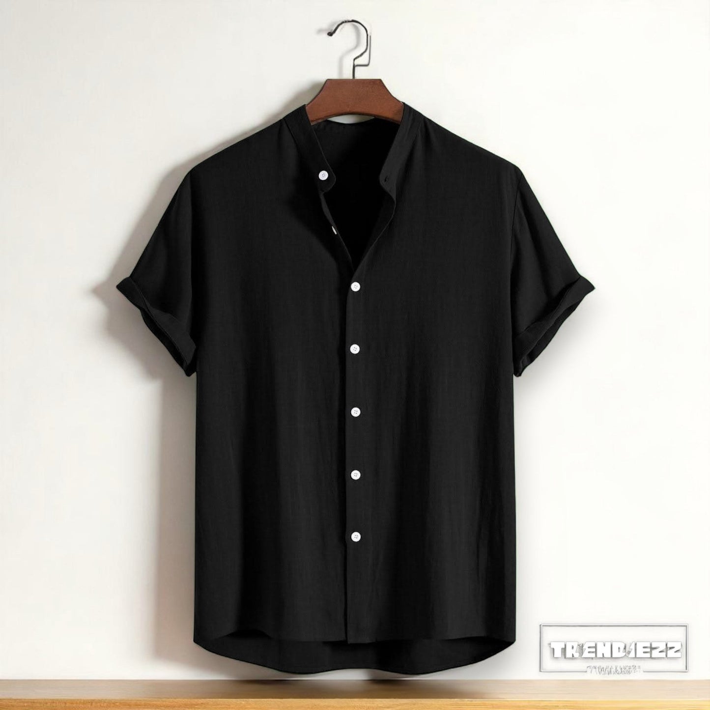 Band collar Black color shirt