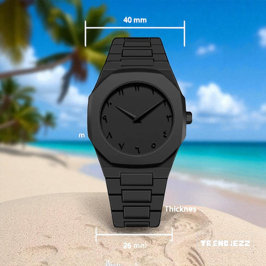 Arabic Dial Analog Design Fashion Black Wrist For Men- W0010