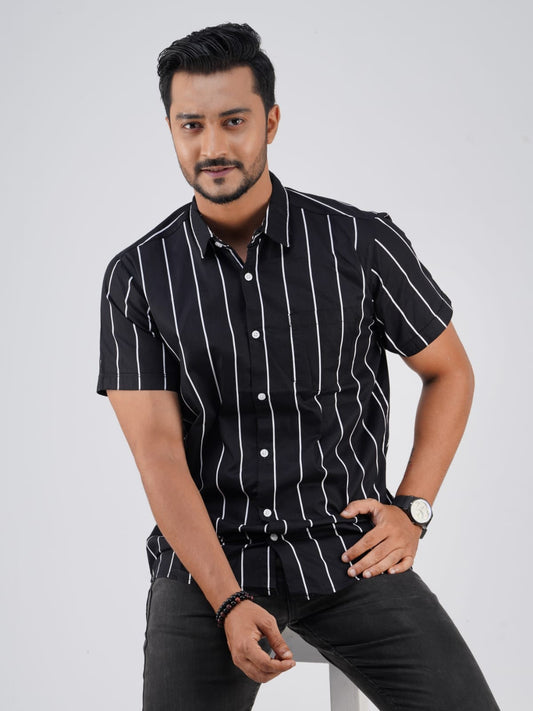 Half Sleeve Stripe Shirt-5