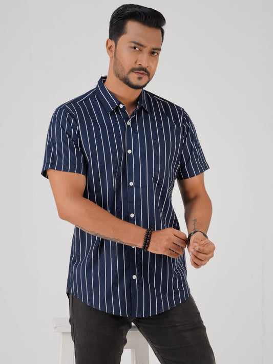 Half Sleeve Stripe Shirt-2