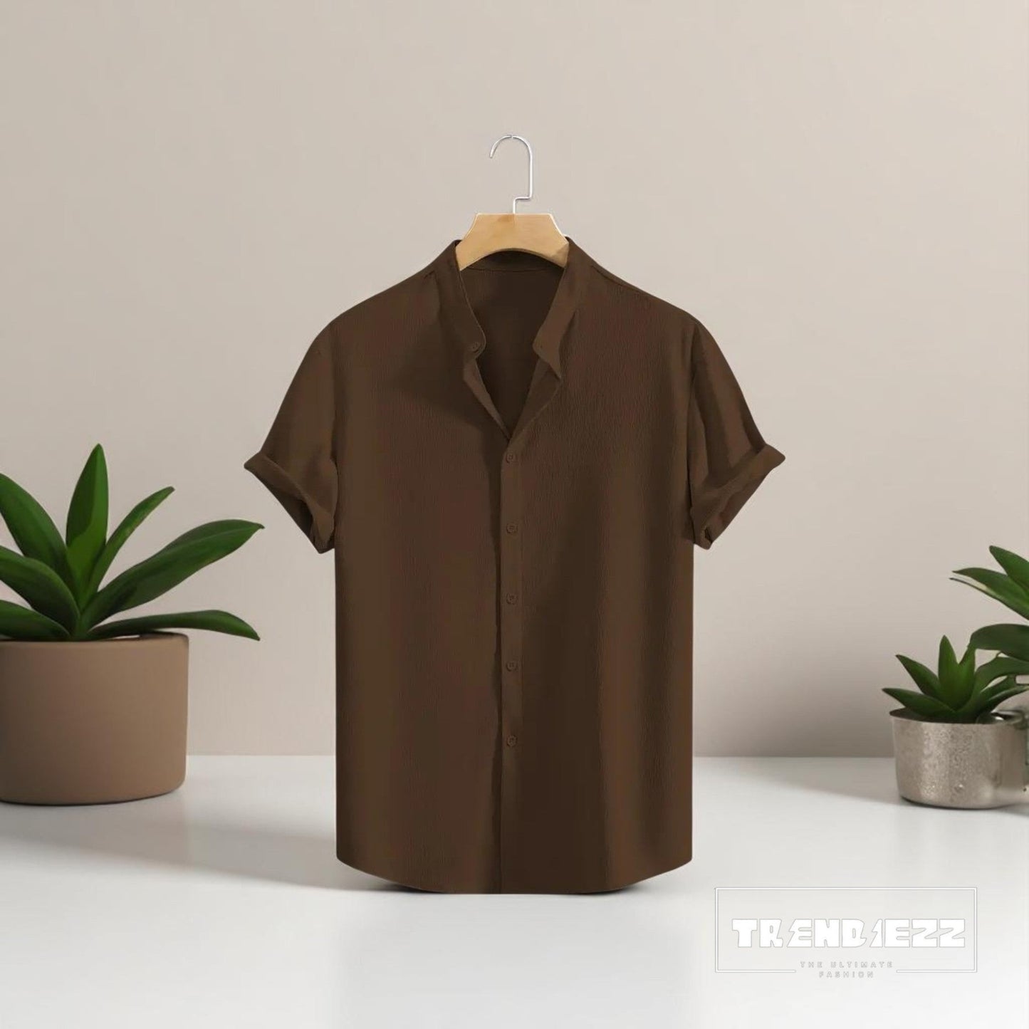 Swich Cotton Half Sleeve Shirt-Coffee