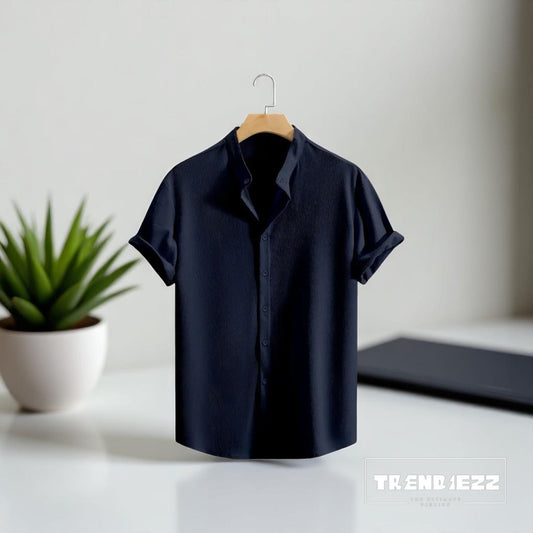 Swich Cotton Half Sleeve Shirt-Navy Blue