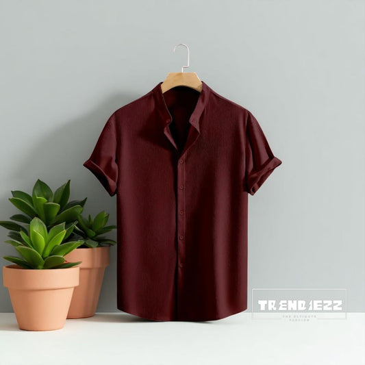 Swich Cotton Half Sleeve Shirt-Men's Marron