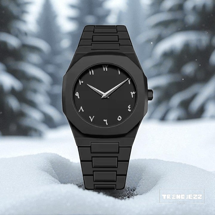 Arabic Dial Analog Design Fashion Black Wrist For Men- W0011