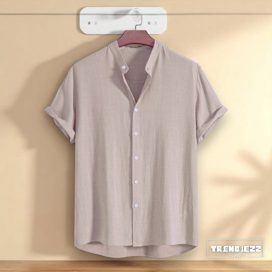 Band collar Cream color shirt