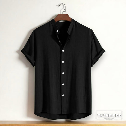 Band collar Black color shirt