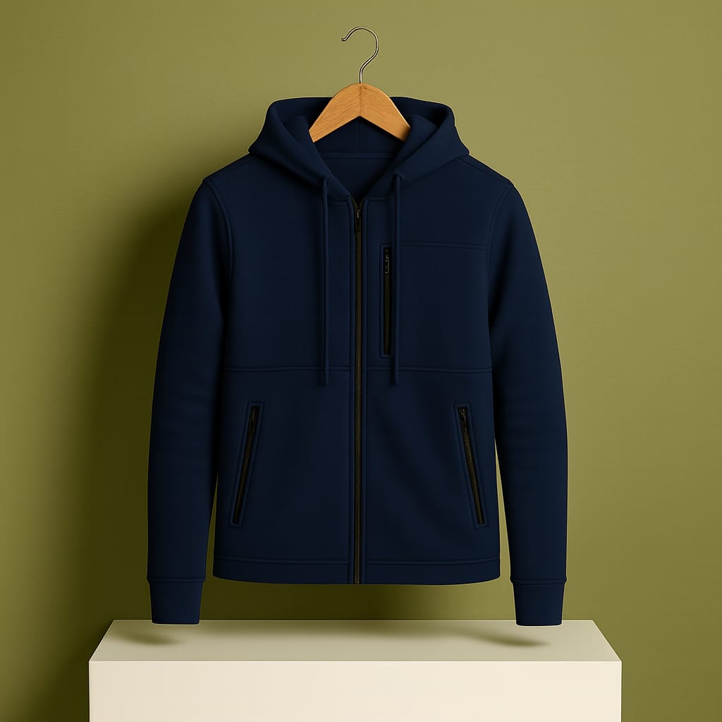 Men's Arms Full Zip Hooded Jacket - Navy Blue