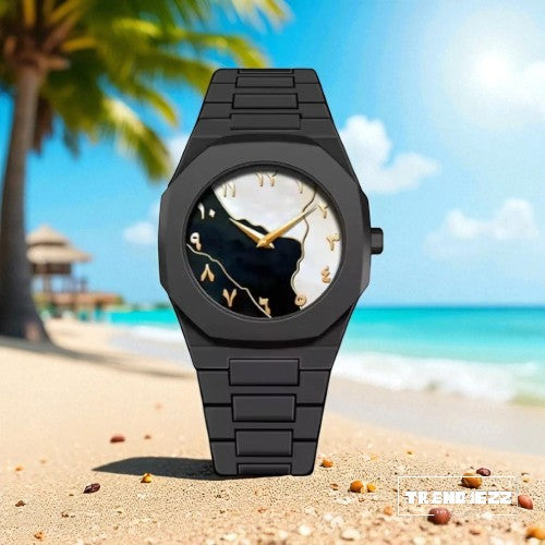 Arabic Dial Analog Design Fashion Black Wrist For Men- W008