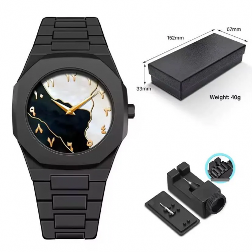 Arabic Dial Analog Design Fashion Black Wrist For Men- W008